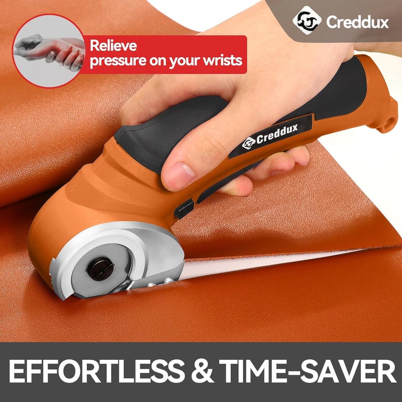Creddux Cordless Electric Scissors, 4.2V Cardboard Cutter Tool for Cardboard Carpet Leather Packages Plastic with Rechargeable Battery Orange - Image 2